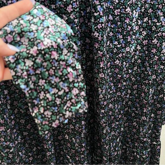 Wild Fable Velvet Floral Long Sleeve Puff Shoulder Boho Dress Size L - Picture 7 of 15